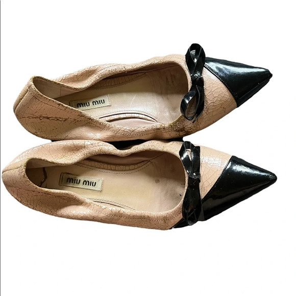 Miu Miu Shoes - Miu Miu Pink Pointed Ballet Flats, size 38.5